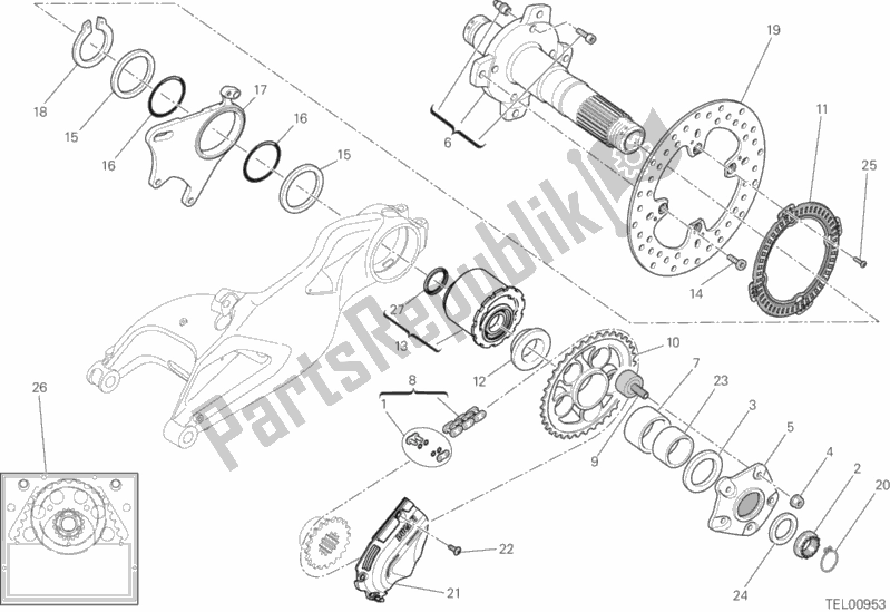 Todas las partes para Buje, Rueda Trasera de Ducati Hypermotard 939 Thailand 2019